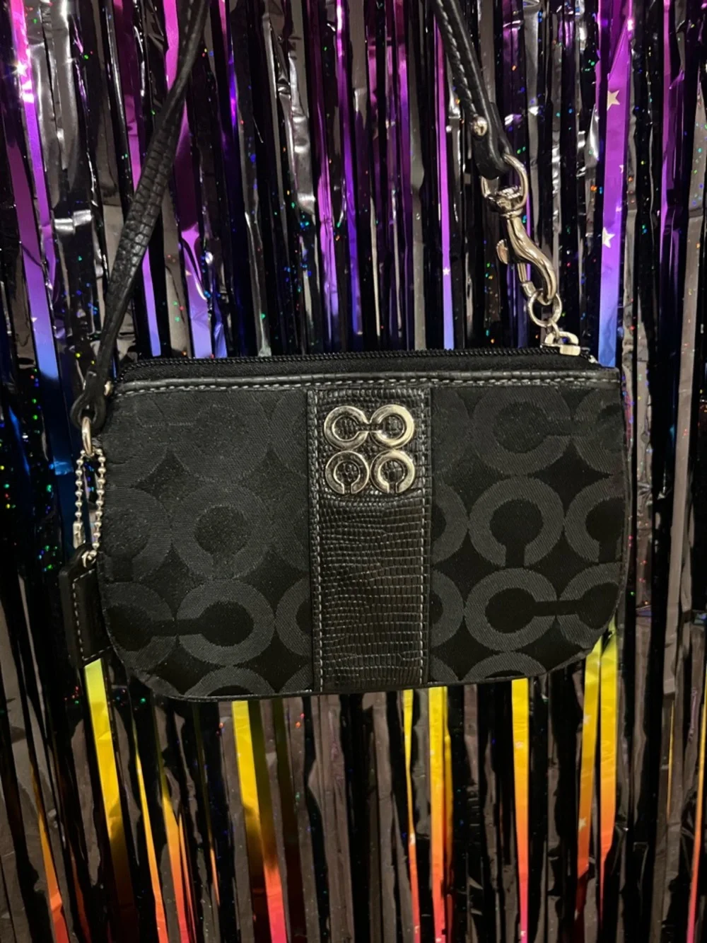 Coach Black Signature wristlet with Silver Hardware - Picture 1 of 2